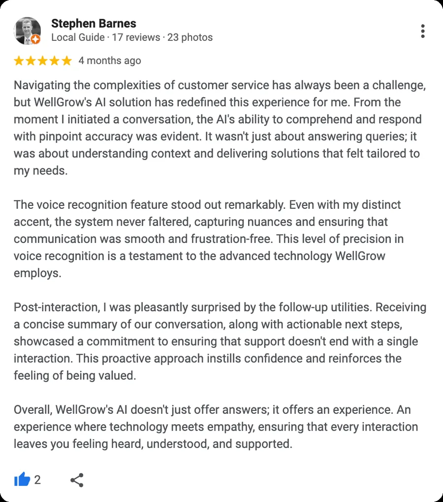 Google review: the AI responded with pinpoint accuracy